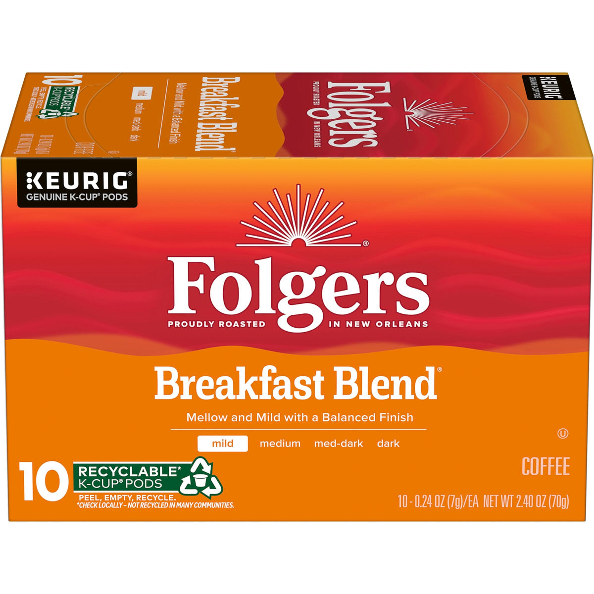 Folgers Breakfast Blend K-Cup pods ready for quick morning brew