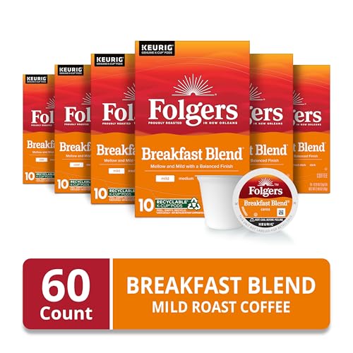 Folgers Breakfast Blend K-Cup pods deliver quick, easy brewing for busy days.