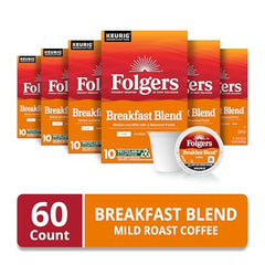 Folgers Breakfast Blend K-Cup pods deliver quick, easy brewing for busy days.