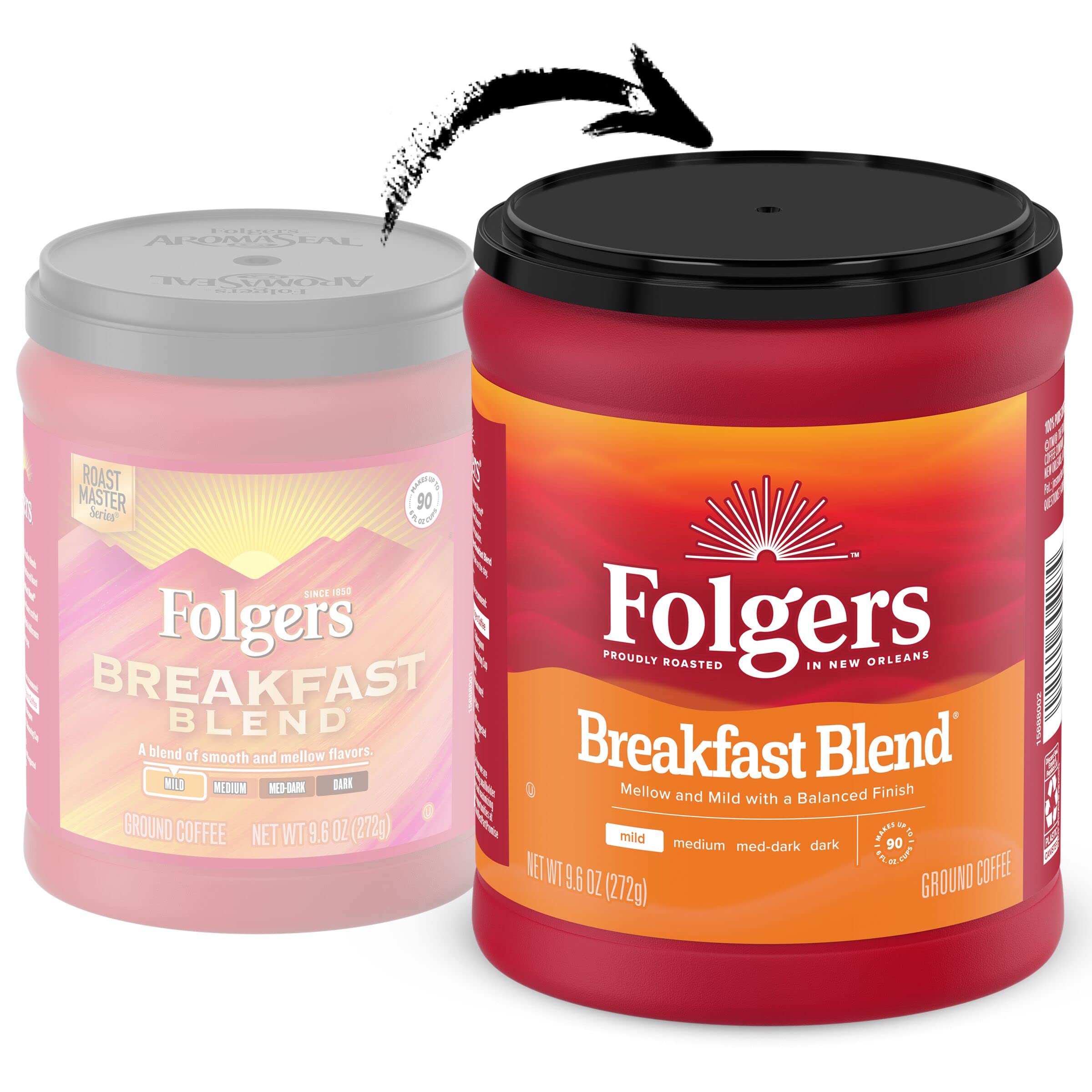 Folgers Breakfast Blend mild roast aroma for a gentle start.