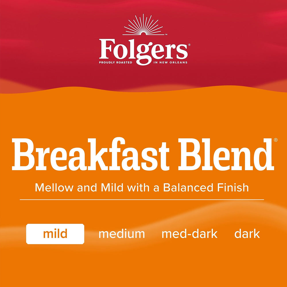 Folgers Breakfast Blend pack of 6 boxes signals great value.