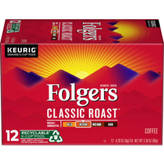 Aromatic Folgers Classic Roast steaming cup ready to drink.