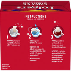 Folgers Classic Roast coffee singles brewed cup with smooth aroma.