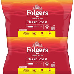 Folgers Classic Roast filter packs close-up contents, premeasured for consistent pot flavor