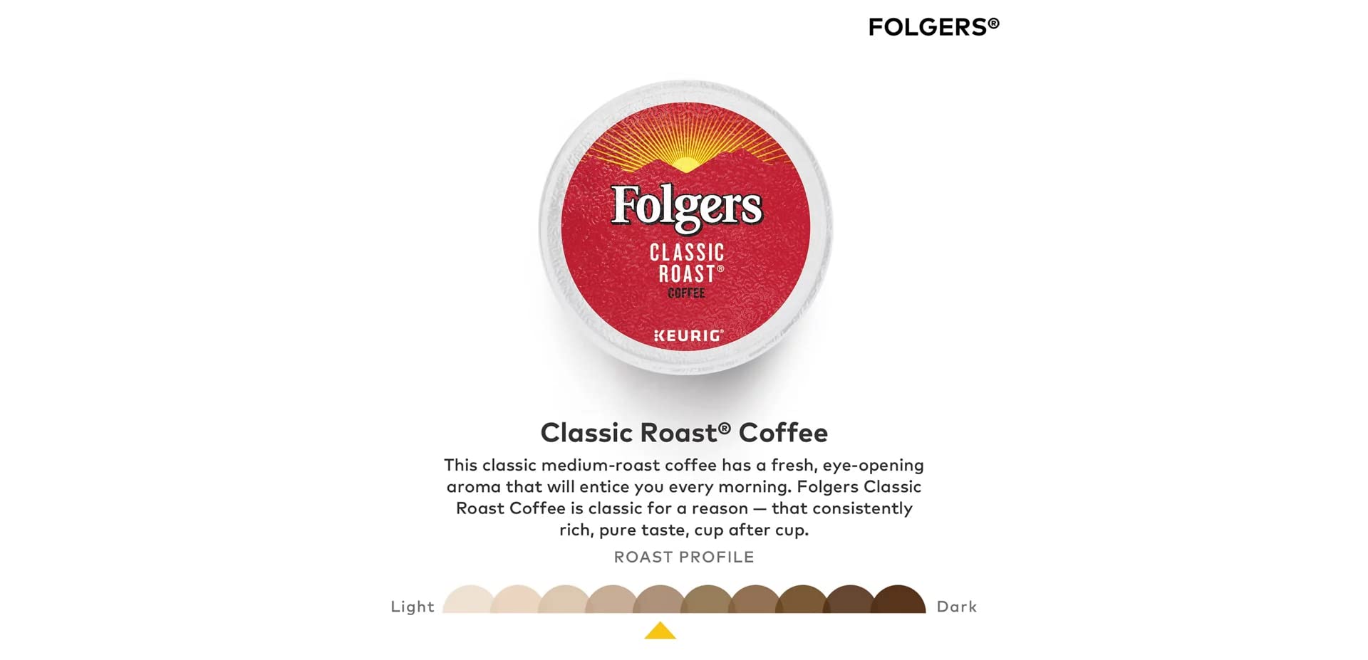 Folgers Classic Roast K-Cup brewing under one minute for quick caffeine.