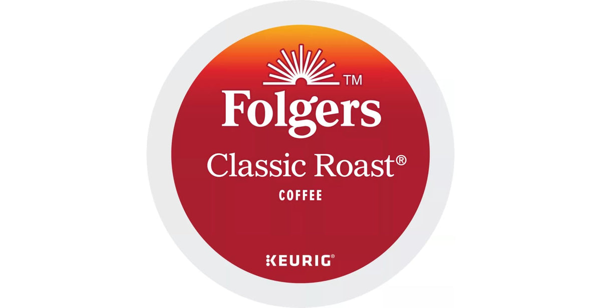 Folgers Classic Roast K-Cup steaming mug for a rich morning ritual.