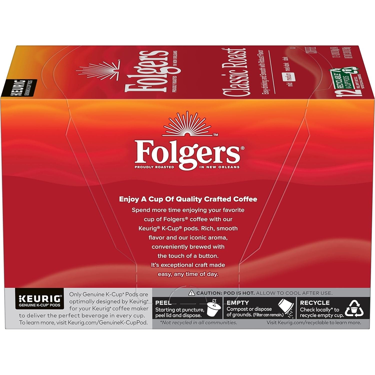 Folgers Classic Roast roasted beans close-up capturing aroma.