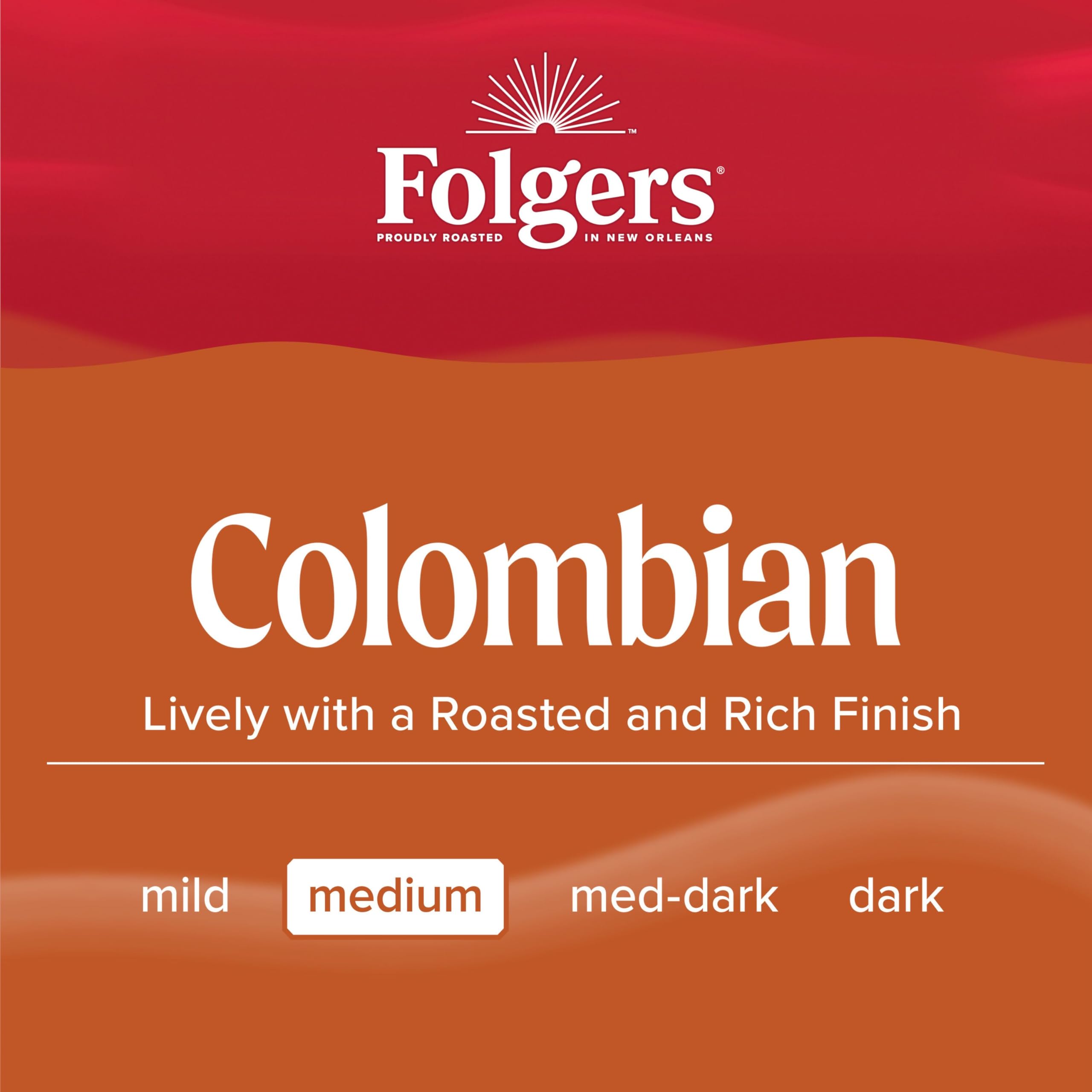 Coffee beans and ground Folgers Colombian Decaf for everyday routines