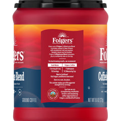 Folgers Coffeehouse Blend ground coffee being poured for any brew method.