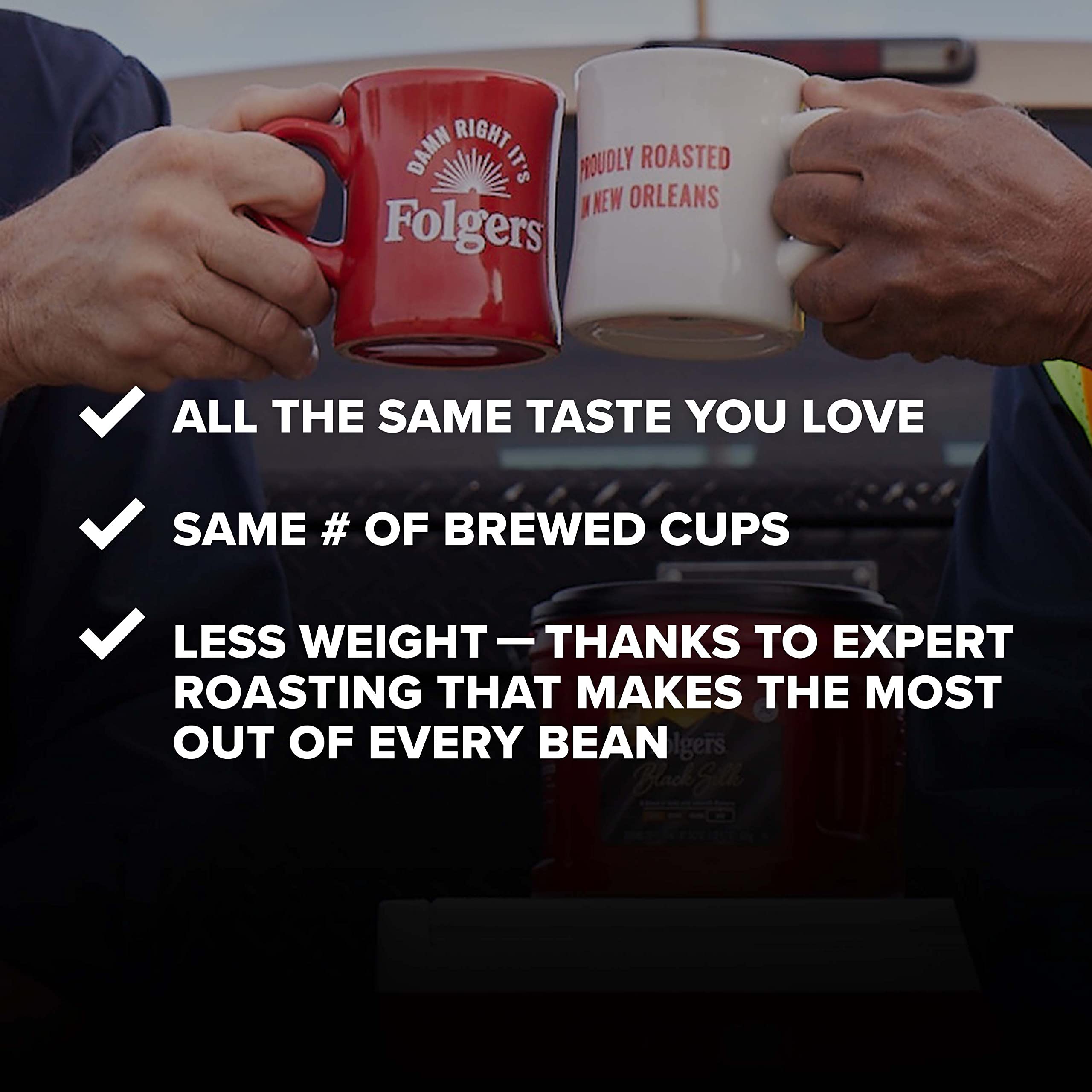 Folgers Coffeehouse Blend packaging highlighting New Orleans roast notes.
