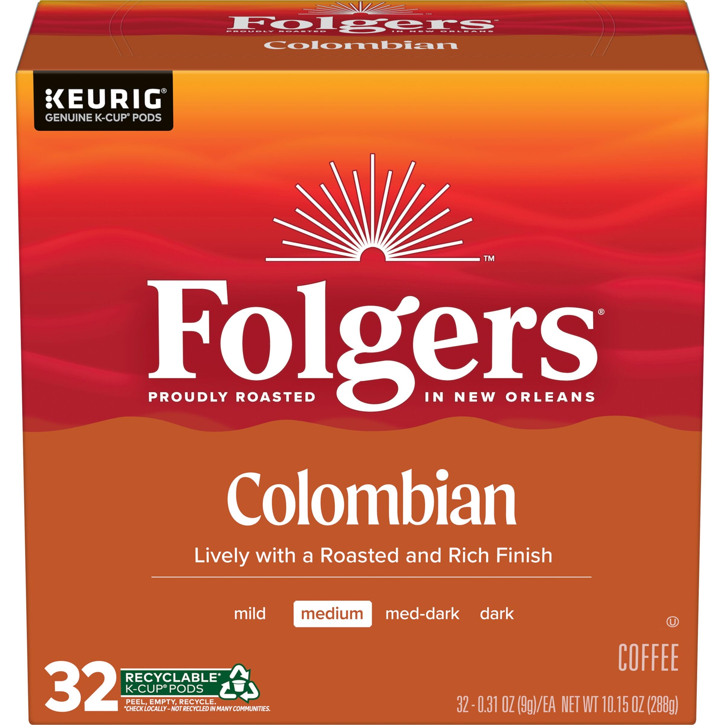 Steaming cup of Folgers Colombian Coffee with inviting aroma