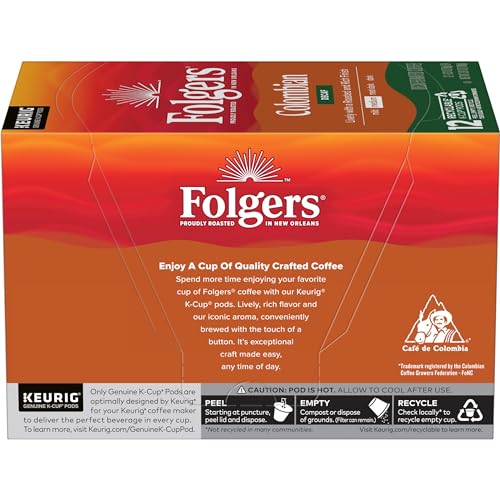 Compact Folgers pack of Colombian Decaf Medium Roast K-Cups for easy storage