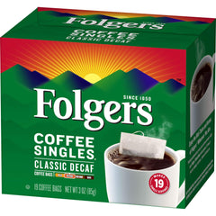 Folgers Decaf aroma rising from a brewed cup signaling a smooth medium roast.