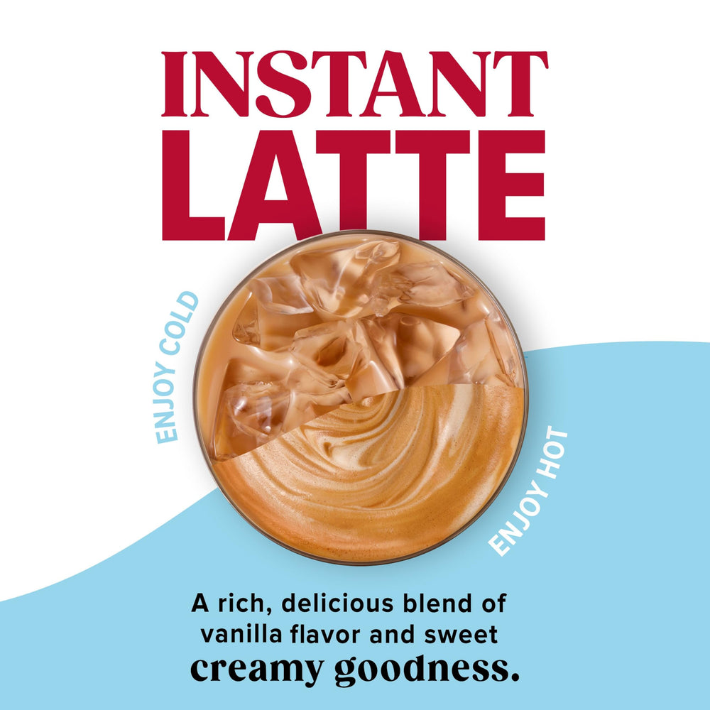 Folgers French Vanilla latte iced drink ready to enjoy with cold water