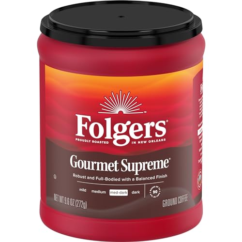 Folgers Gourmet Supreme roast masters logo signals expert craftsmanship and consistency.