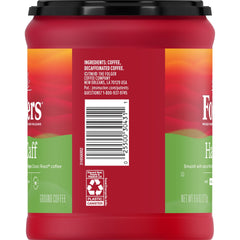 Steaming cup of Folgers Half Caff reveals inviting aroma and smooth body.