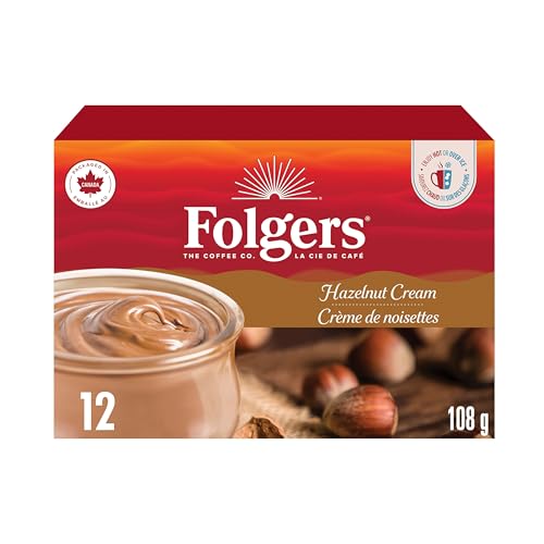 Folgers Hazelnut Cream K-Cup pod closeup emphasizes aroma-rich flavor.