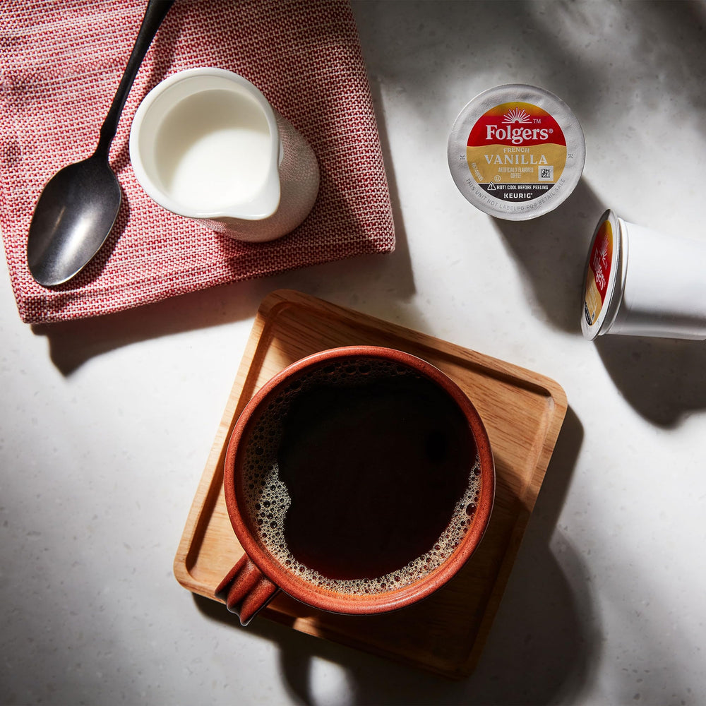 Keurig-compatible Folgers pods brew quickly for busy mornings.
