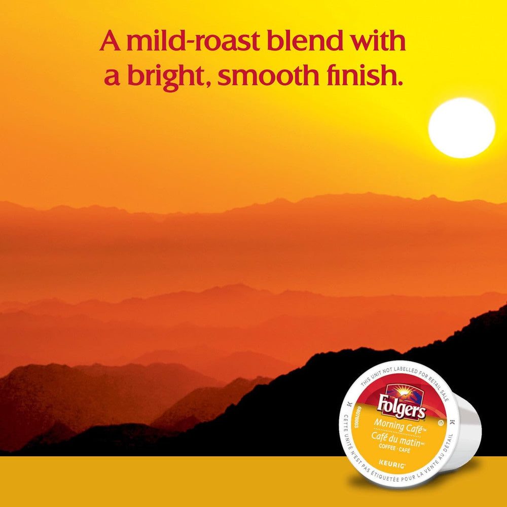 Folgers Morning Café K-Cup pod row, organized and easy to grab.
