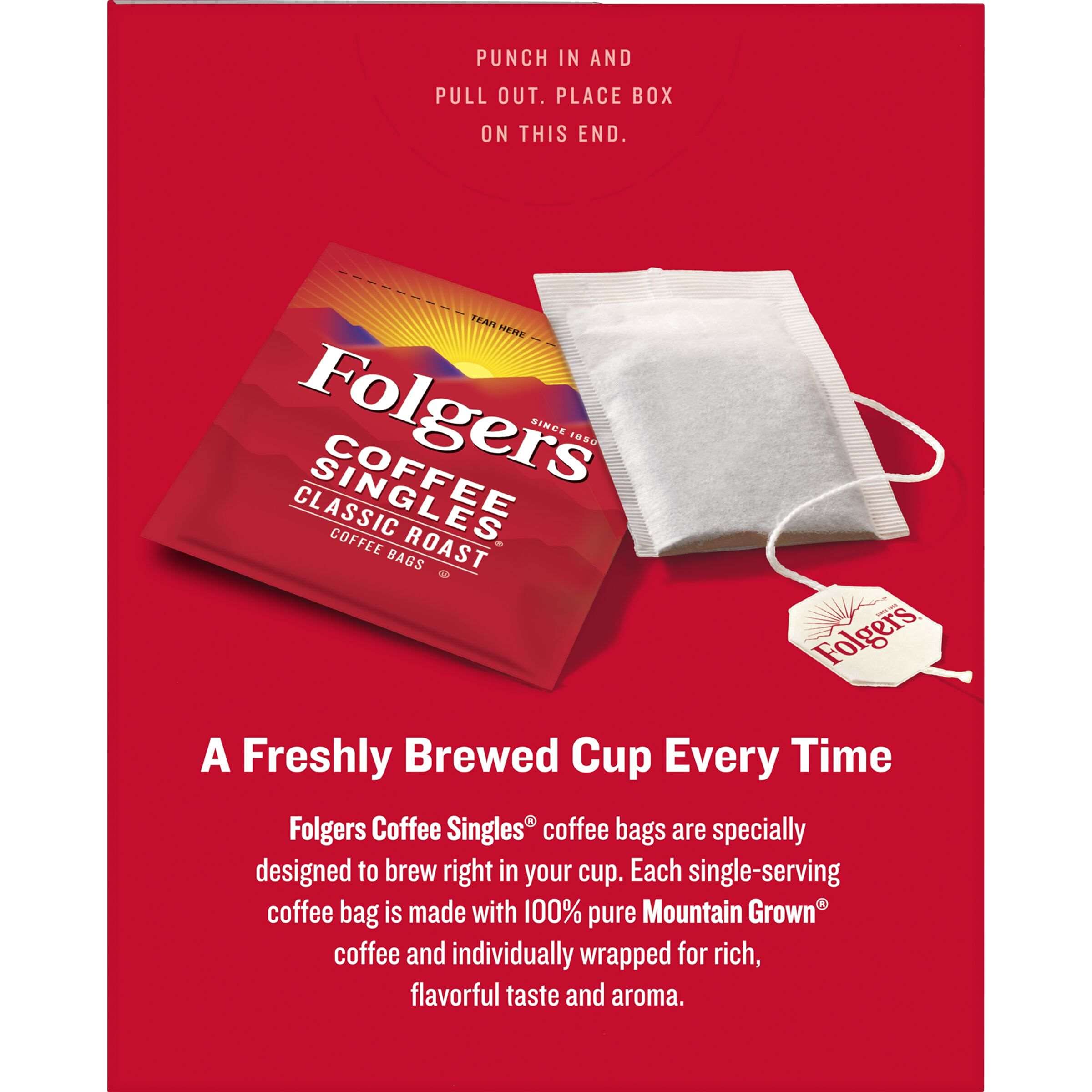 Folgers Mountain Grown beans offer rich aroma for daily coffee.