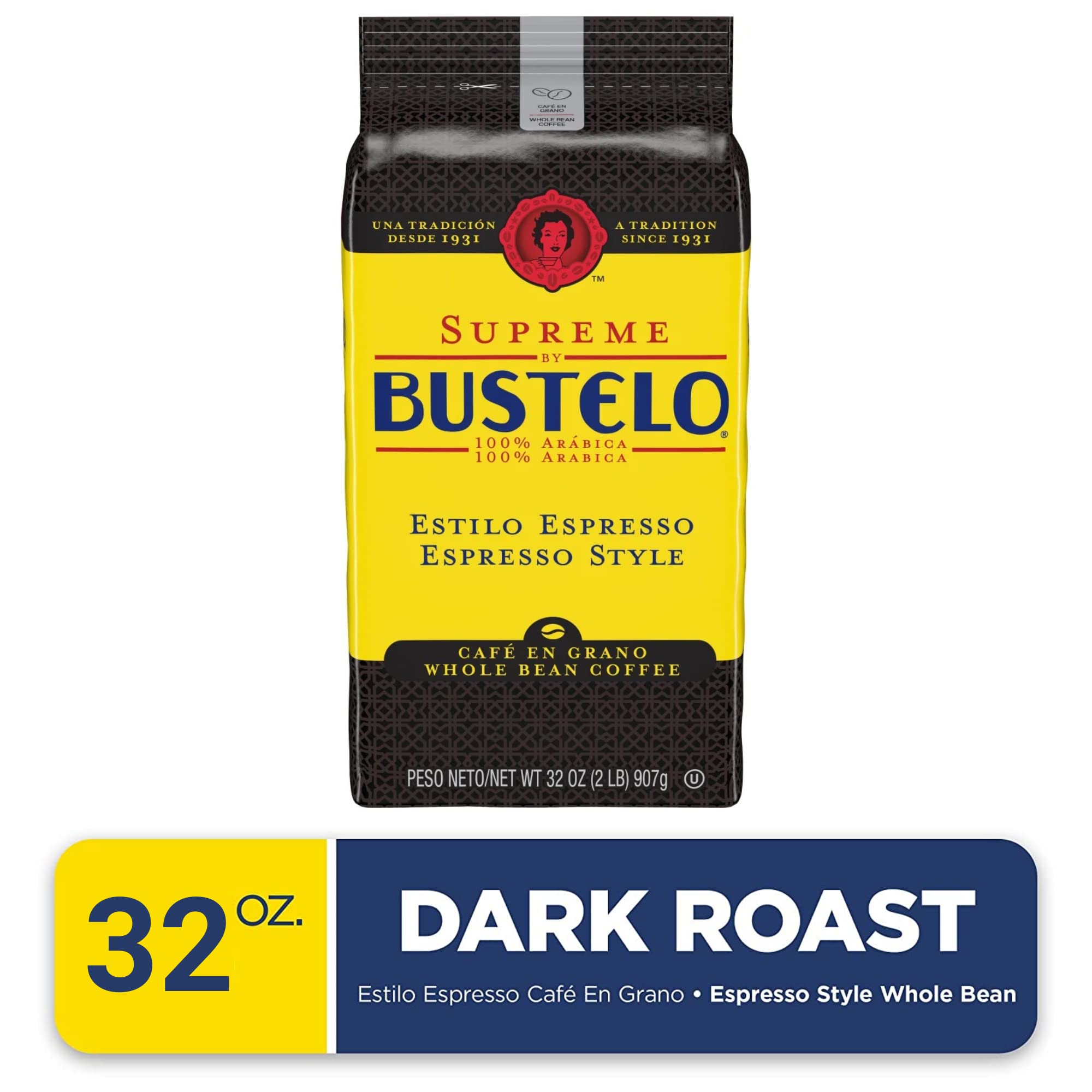 Folgers Supreme Bustelo beans ready for grind, customizable to any brew.