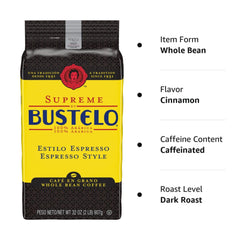 Folgers Supreme Bustelo beans in grinder, enabling precise grind for flavor.