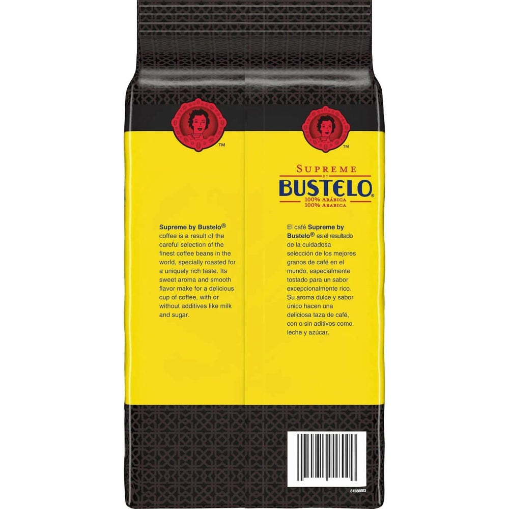 Folgers Supreme Bustelo espresso-style coffee poured into a cup.