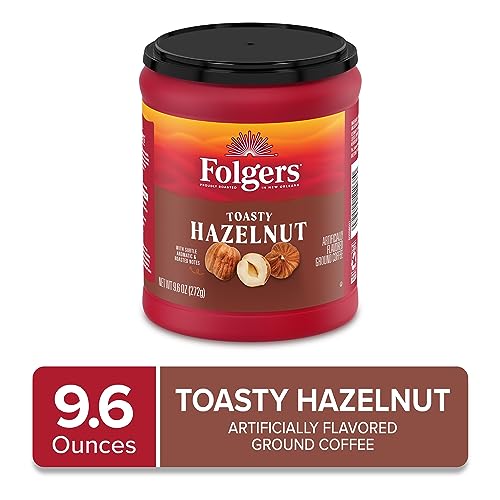Steaming cup of Folgers Toasty Hazelnut reveals inviting roasted hazelnut notes.