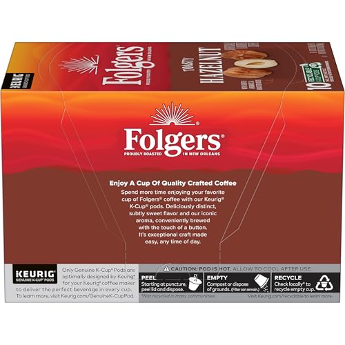 Folgers Toasty Hazelnut K-Cup pod brewing for a cozy start.