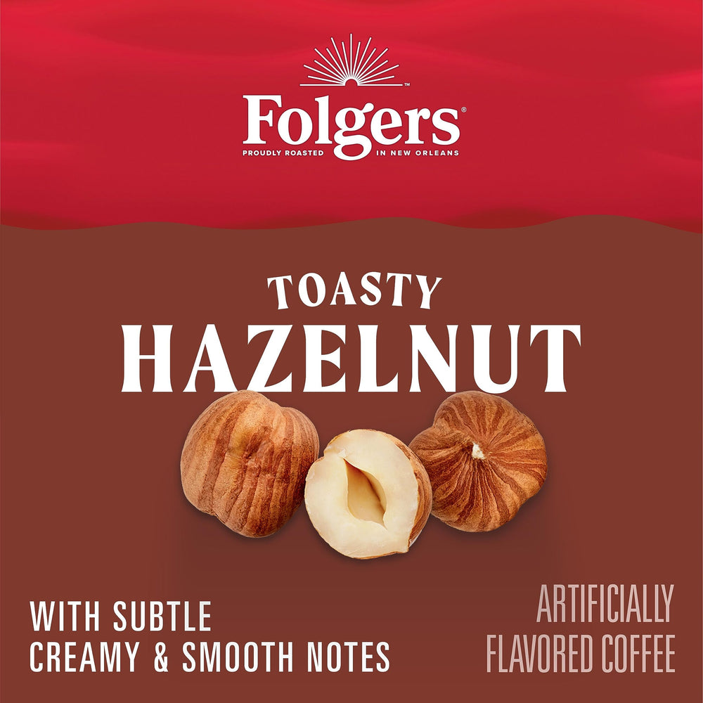 Folgers Toasty Hazelnut prepared with creamer for a personalized cup.