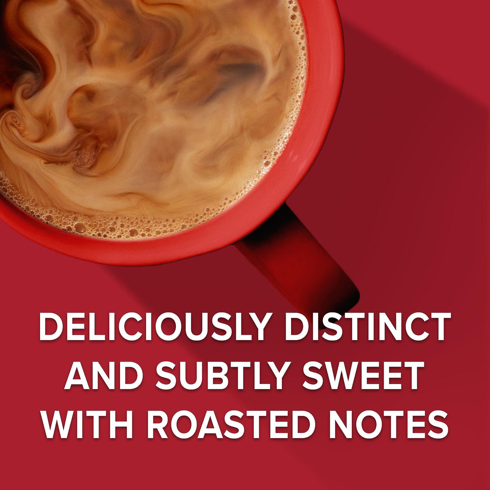 Pouring Folgers Toasty Hazelnut into a mug