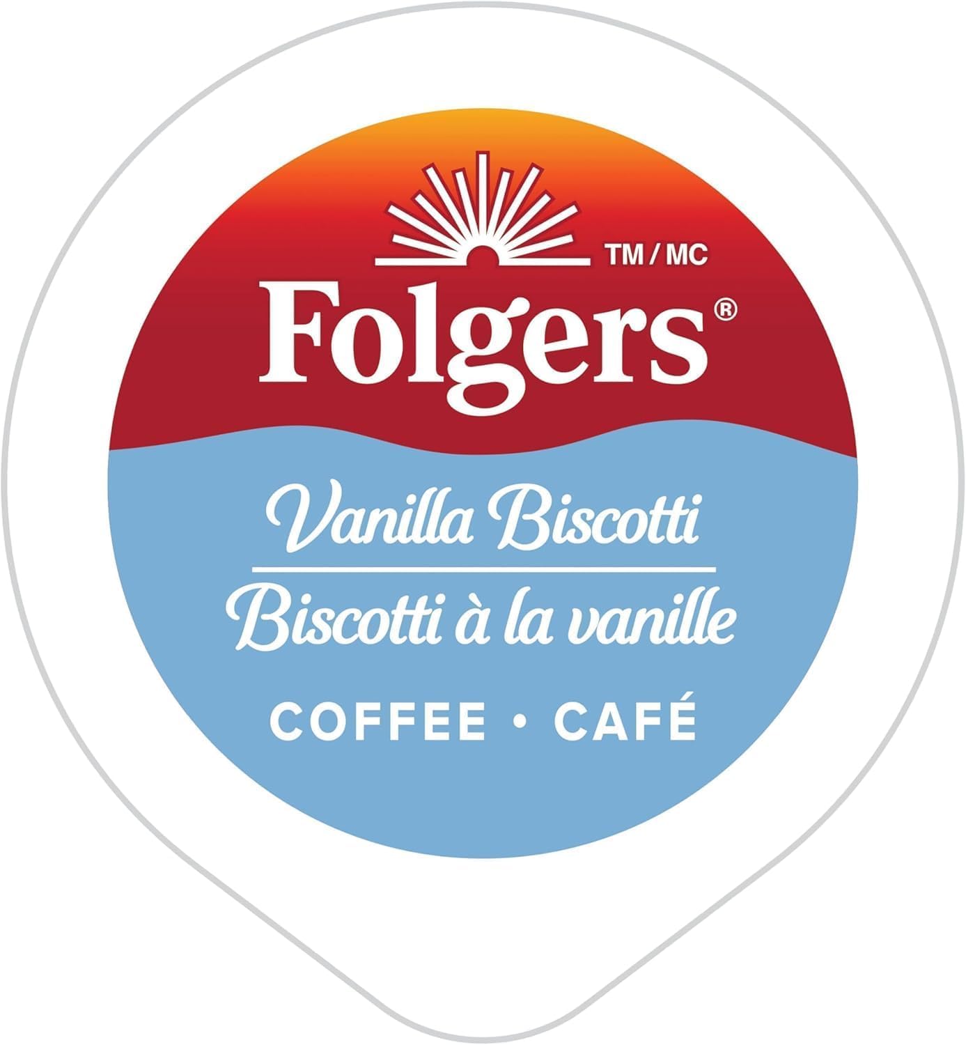 Folgers Vanilla Biscotti K-Cups rows in a display.