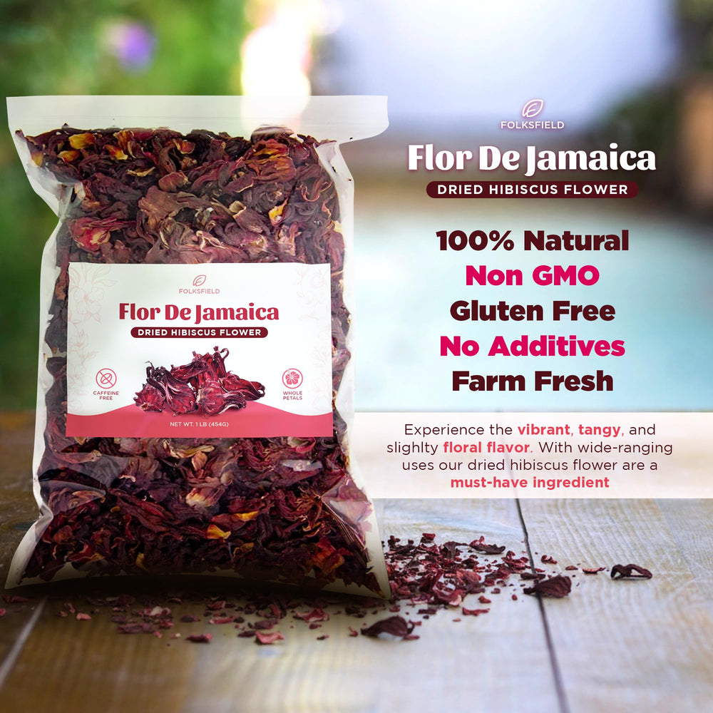 FolksField Hibiscus Tea brewing glass for rich crimson infusion.