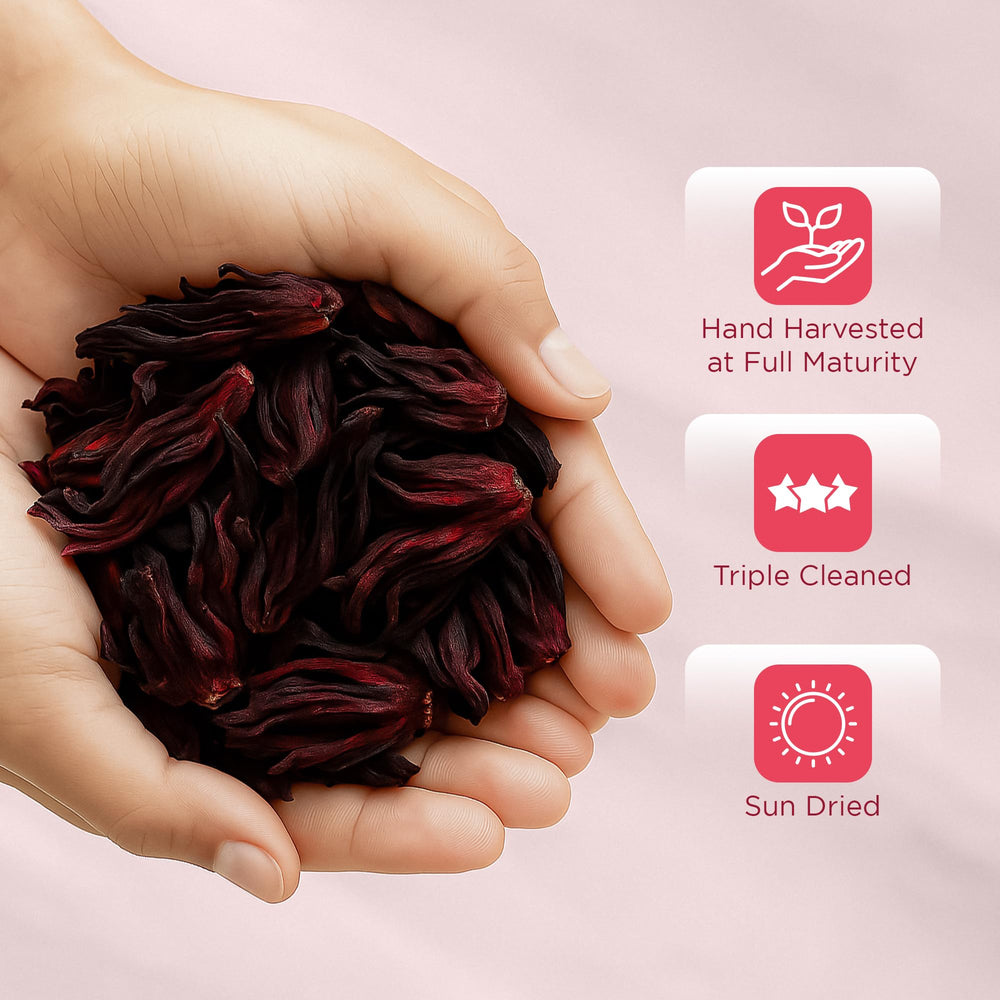 FolksField organic hibiscus petals bulk display for versatile brewing