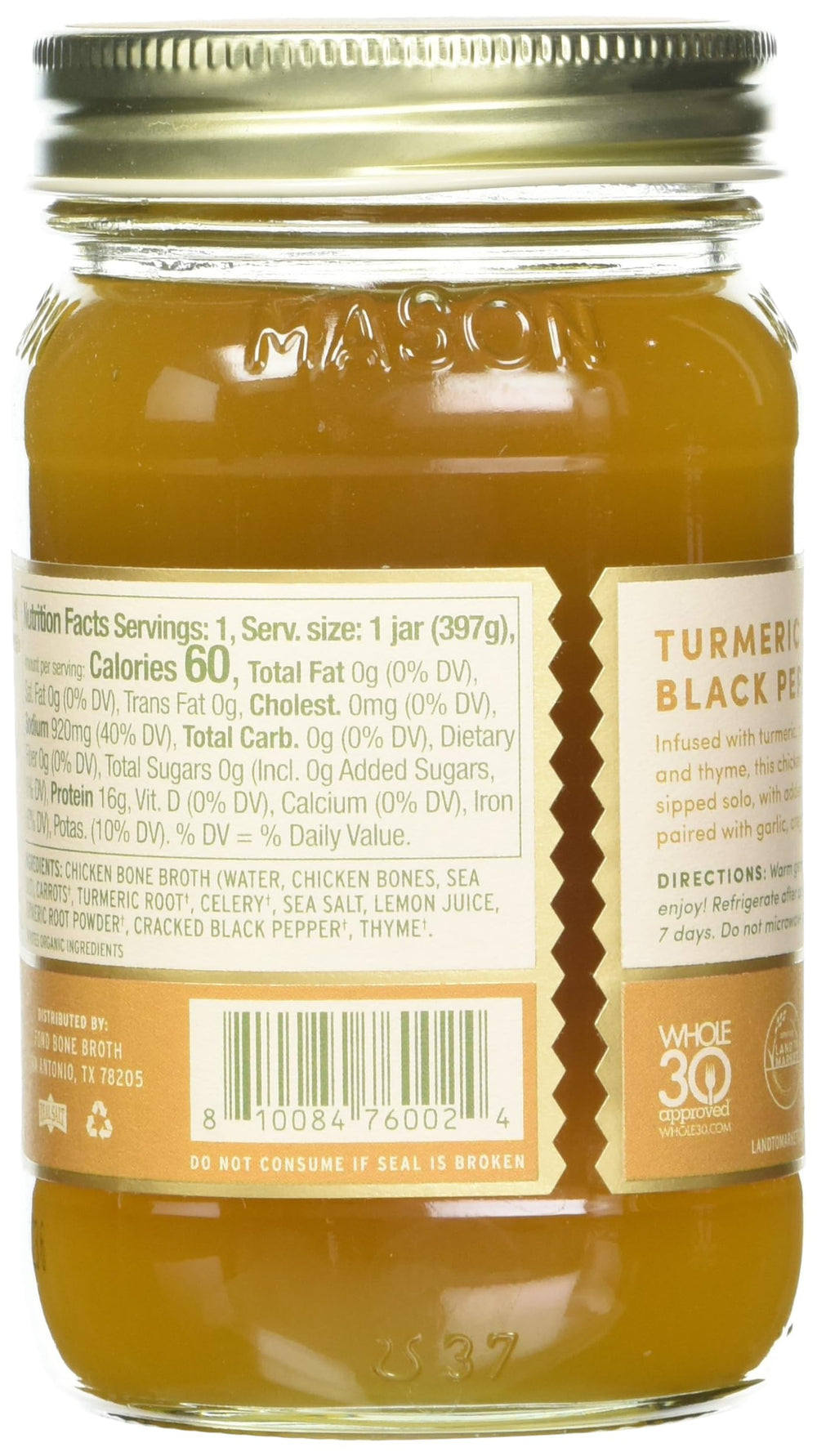 Fond bone broth with pepper and turmeric enhances color and aroma in dishes