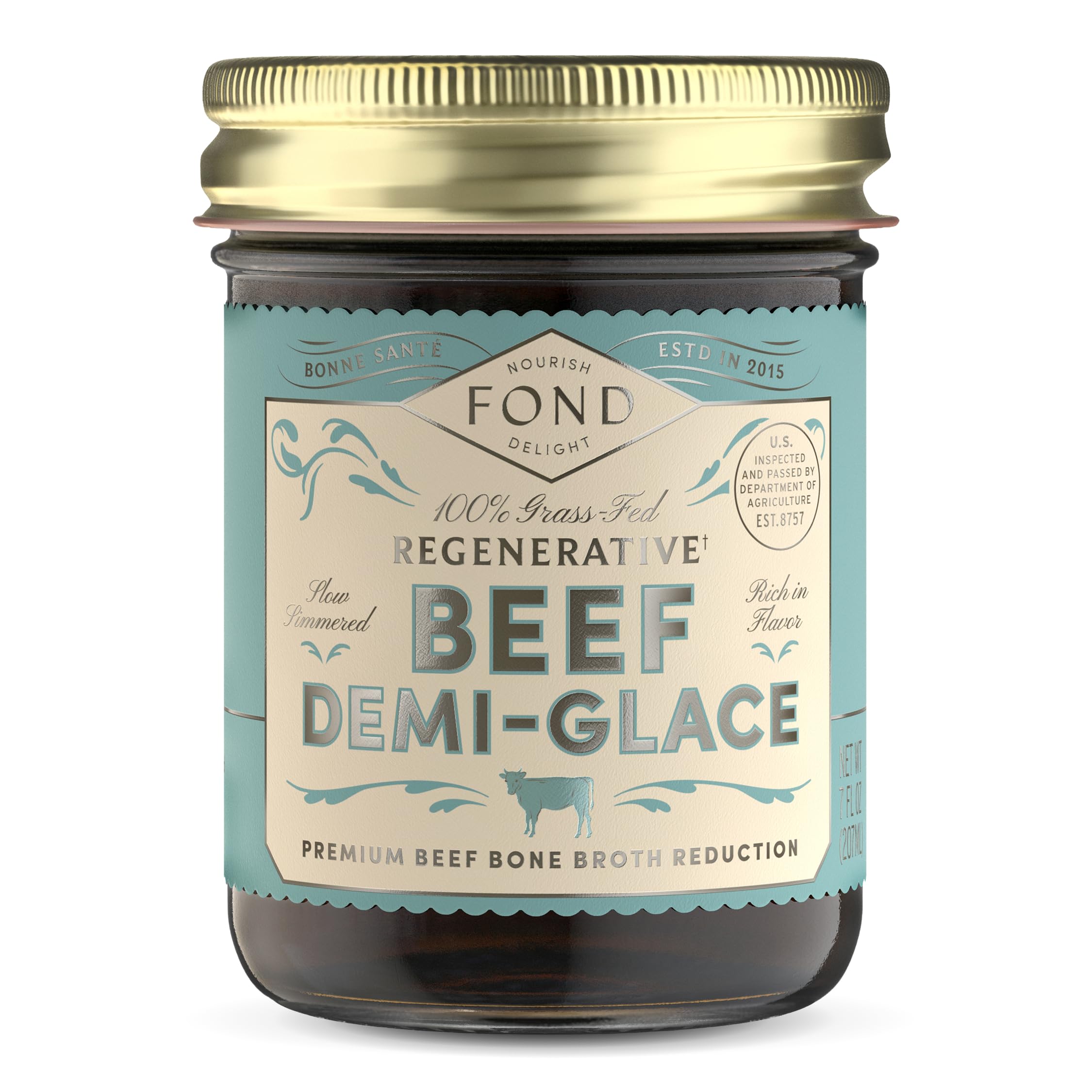 FOND NOURISH DELIGHT demi-glace bottle boosts rich beef flavor for sauces