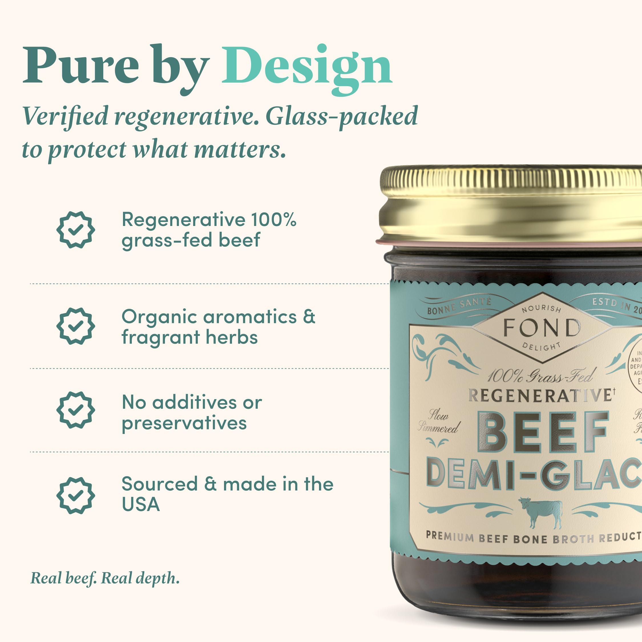FOND NOURISH DELIGHT demi-glace pour shot provides quick glaze for meats