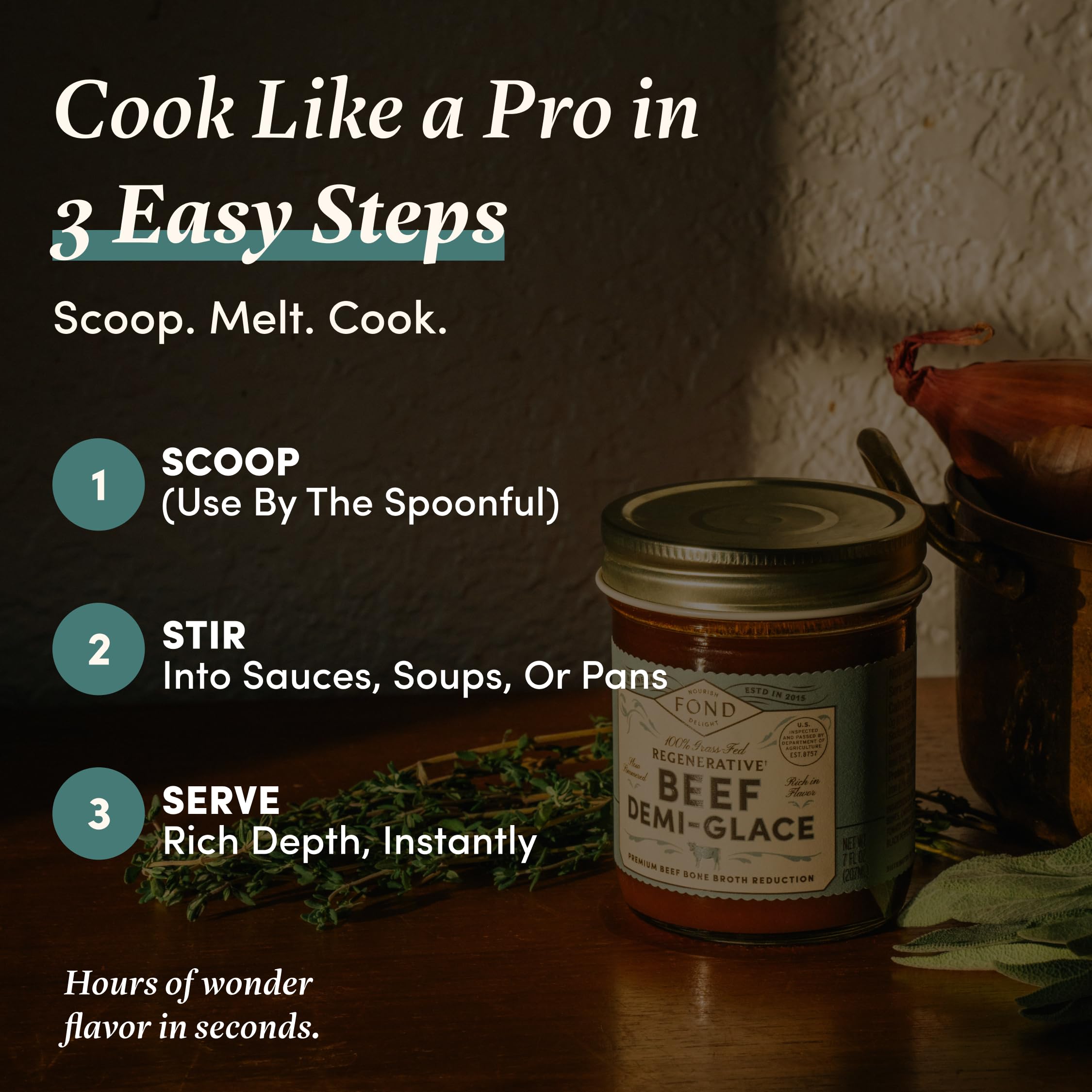 FOND NOURISH DELIGHT demi-glace in hearty beef stew