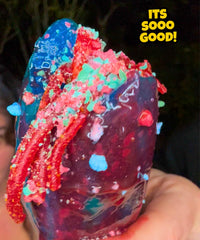 Food Crush blue raspberry pickle ready for a vibrant bite and share-worthy moment