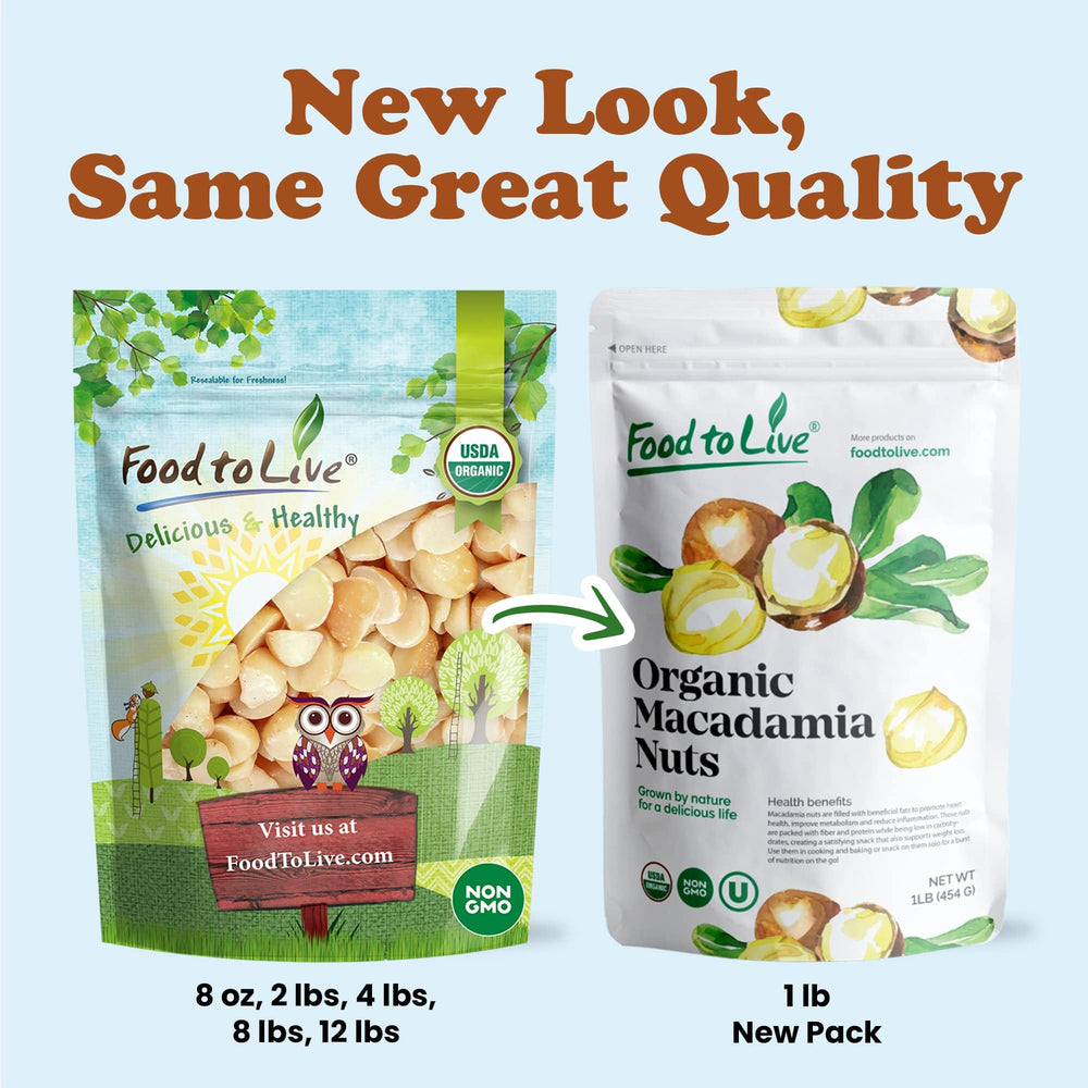 Food to Live bulk macadamia nuts packaging in resealable pouch