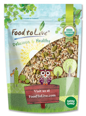 Food to Live Super 5 Seeds Mix bottle view, nutrient-rich on-the-go snacking