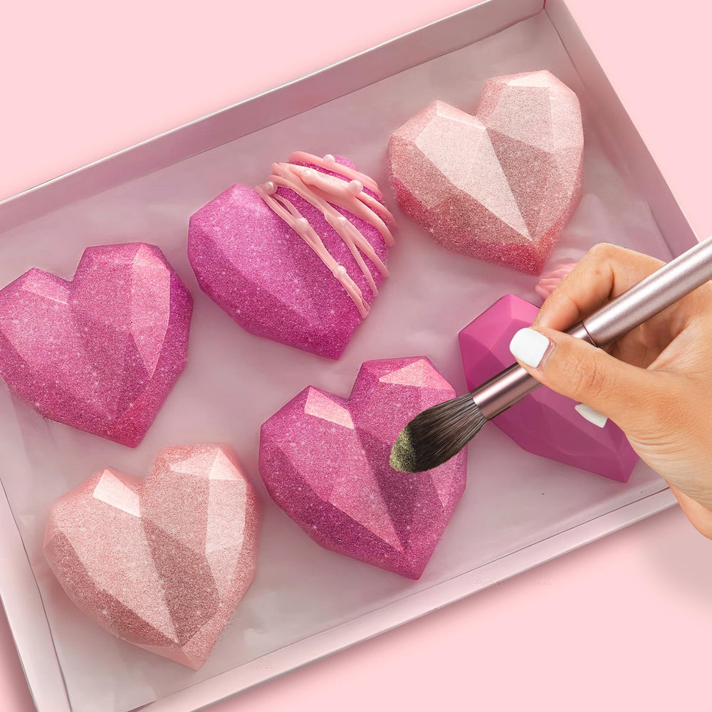 Foodhoo Roseate Red shimmer dust dusting a cake for sparkle