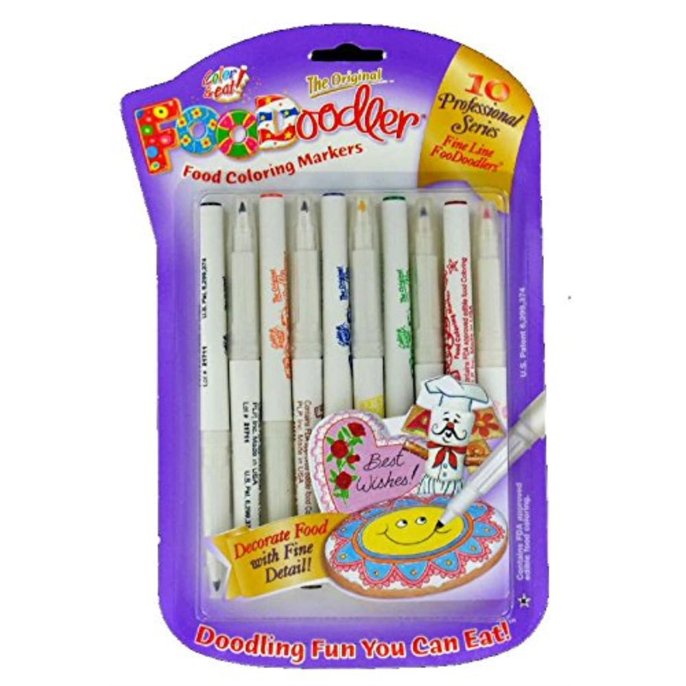 Foodoodler markers with a 10-color palette for decorating baked goods