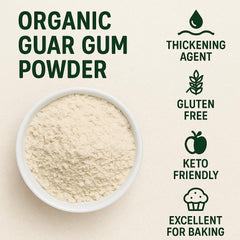 Foods Alive guar gum powder stirred into sauce to stabilize and prevent separation.