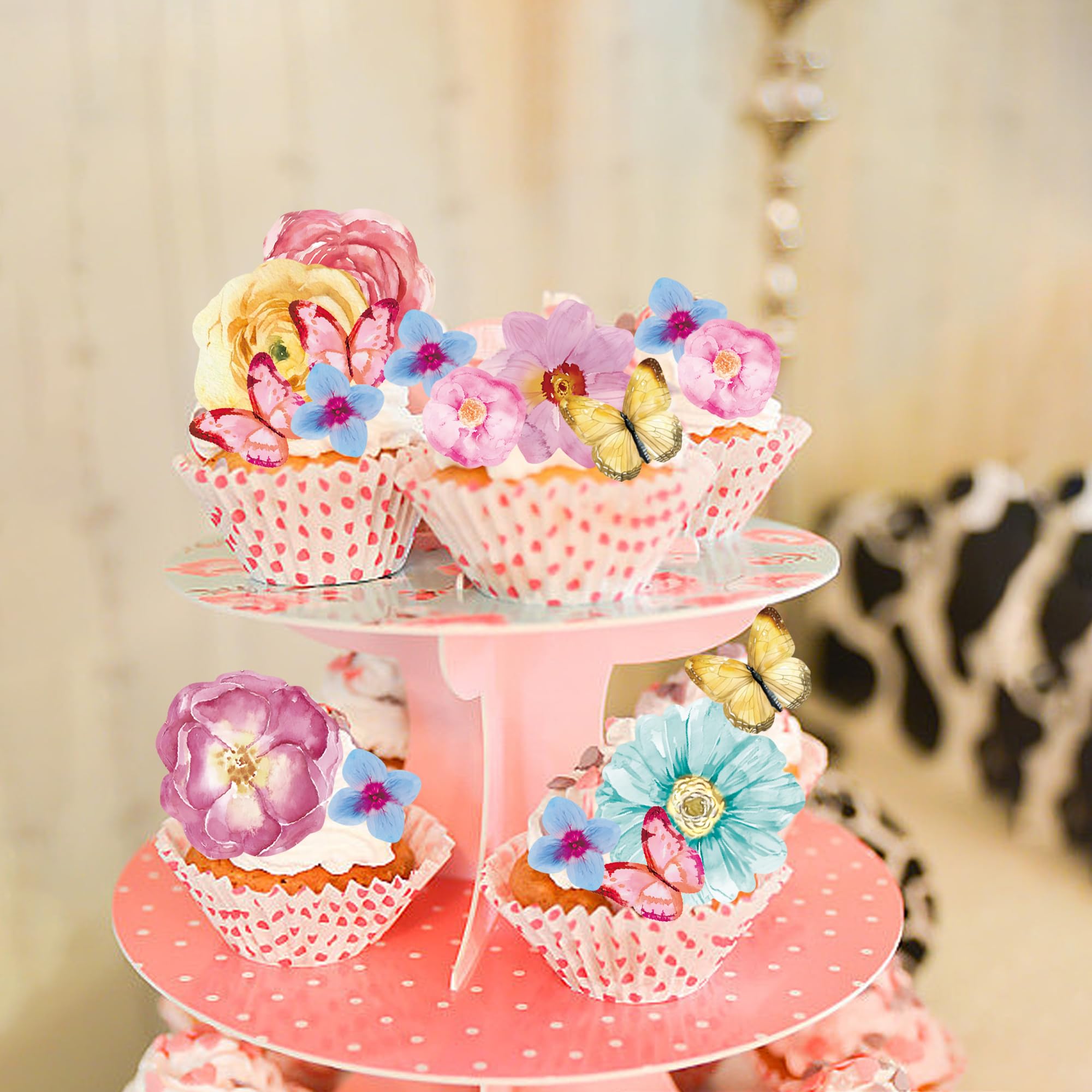 Foowztao edible toppers with butterfly accents for fruit or ice cream