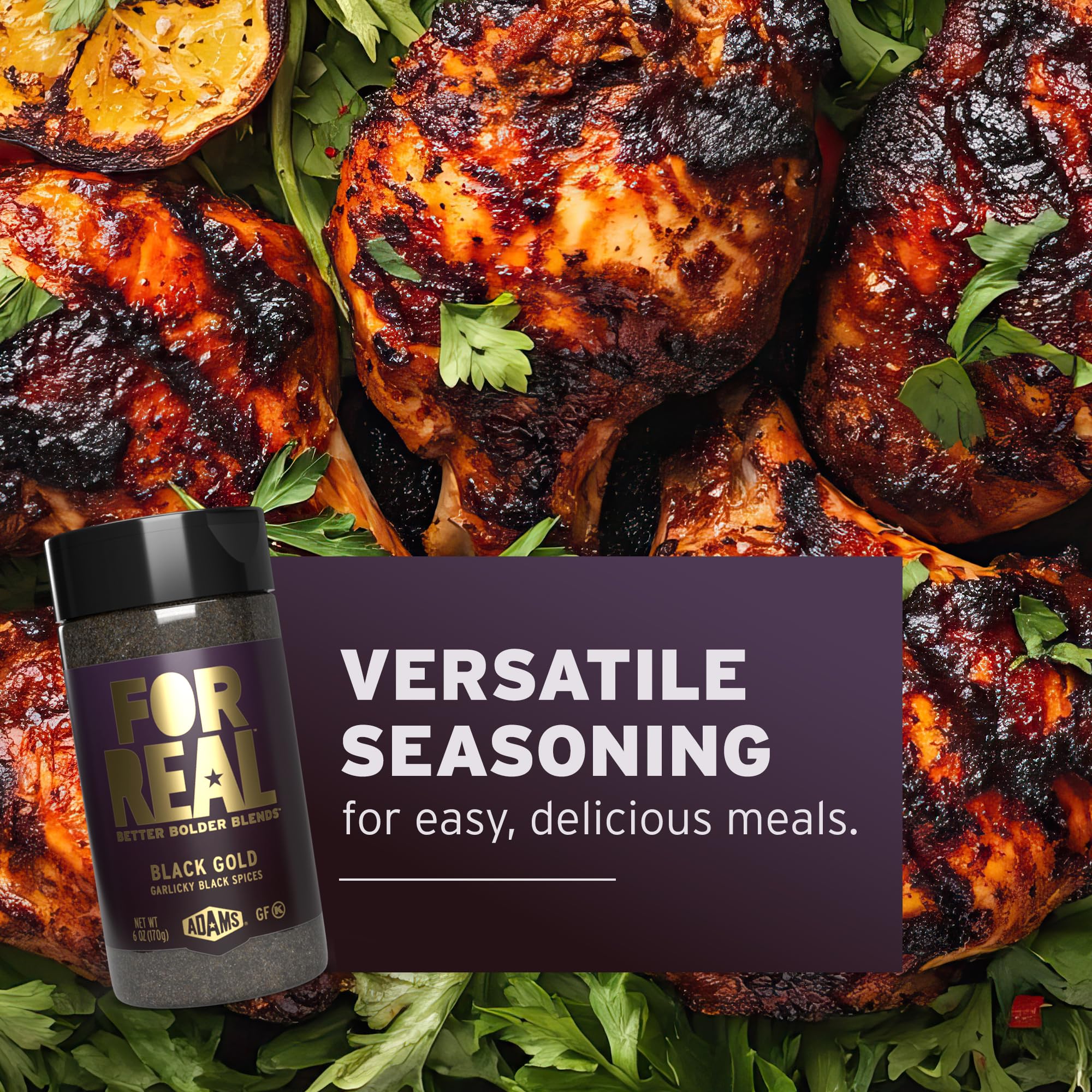 FOR REAL Black Gold Seasoning on roasted veggies delivers deep smoky umami