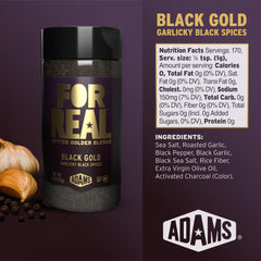 FOR REAL Black Gold Seasoning shaker dusting adds peppery crust to steak and veggies
