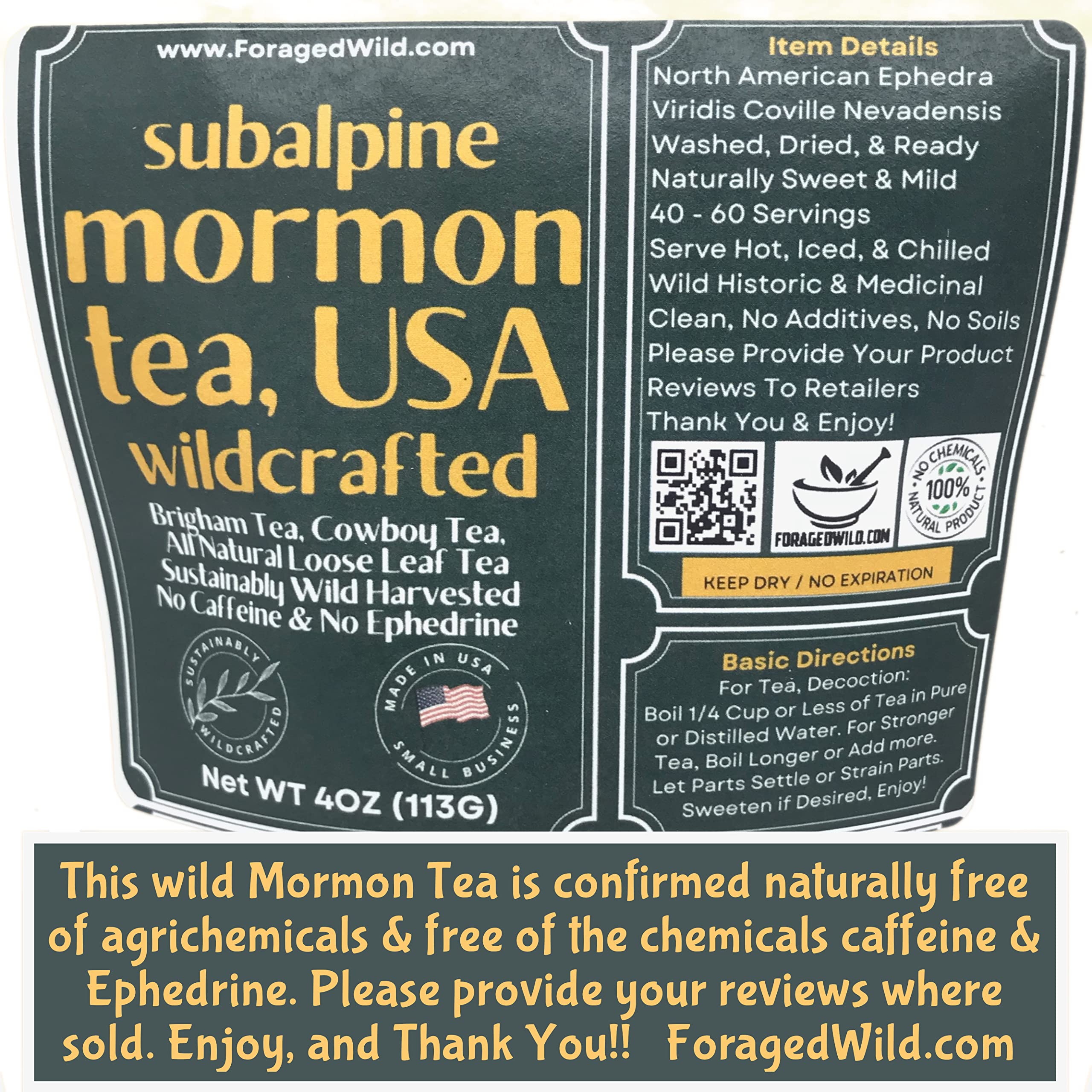 ForagedWild Mormon Tea fine-ground powder for quick, flavorful brews.