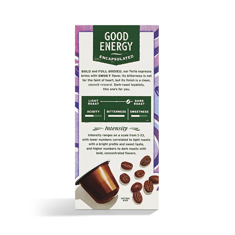 Forte espresso pod in cup shows floral aromatics and crema potential