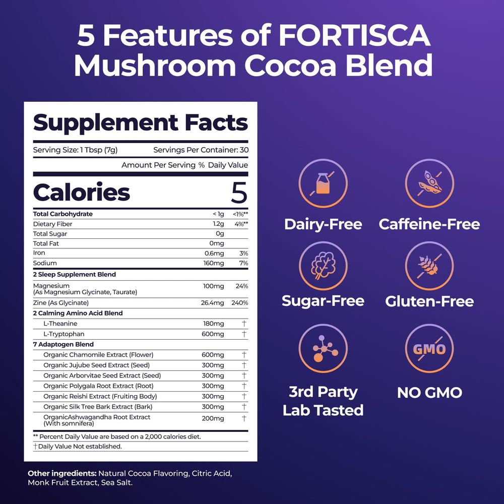 Fortisca Mushroom Hot Cocoa being poured into a mug for relaxation